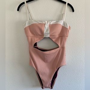 Sanctuary Swim Ribbed Banded Cut Out One Piece
